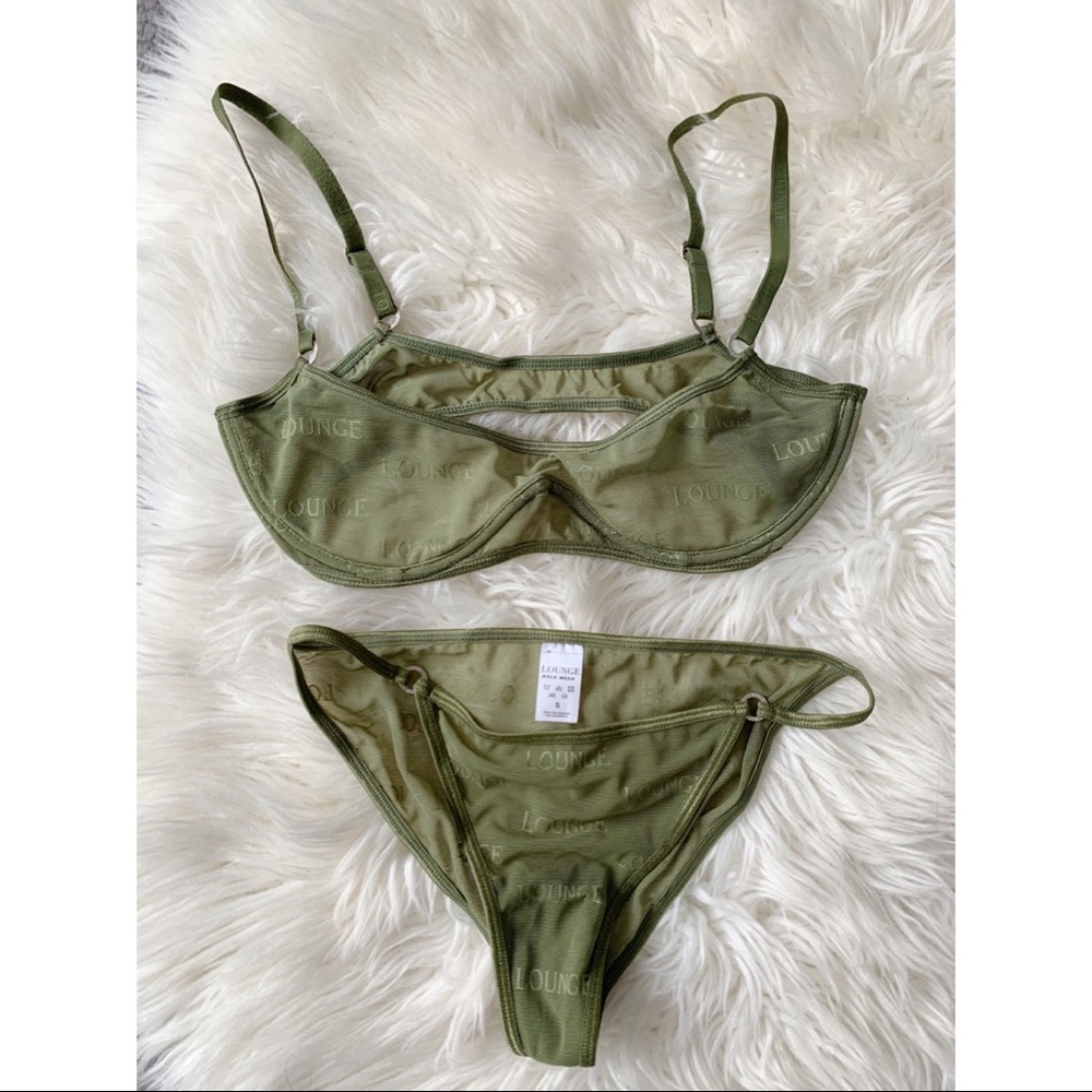 Lounge Underwear Khaki Bold Mesh Bra & Briefs